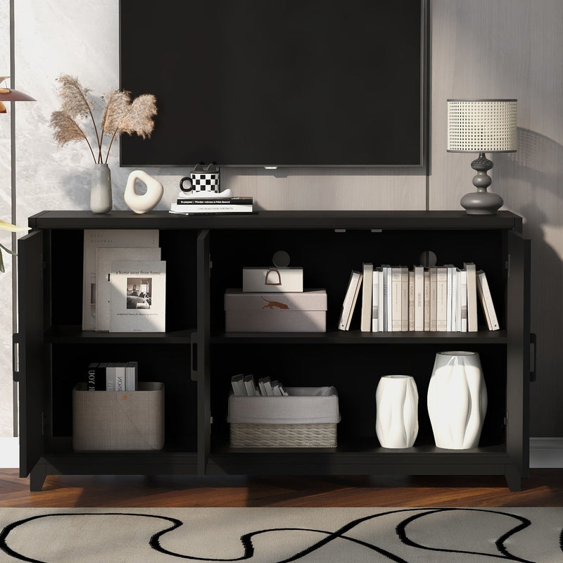 TV Stand For TVs Up To 65", Modern Entertainment Center Media Console Cabinet With 2 Spacious Storage Space, Solid Wood Legs For Living Room by Unique Piece Furniture