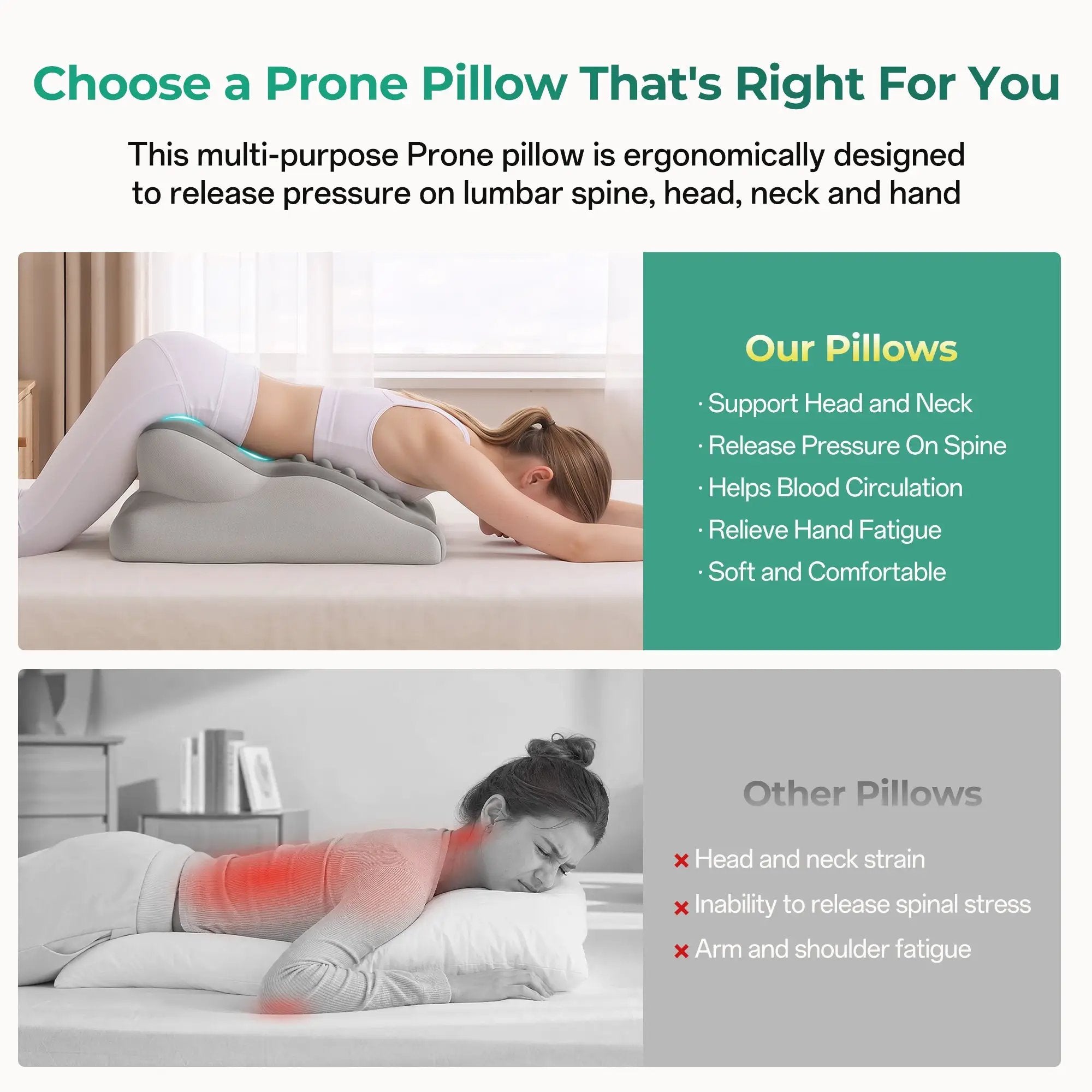 27° Ergonomic Memory Foam Support Pillow for Couples by HouseOfZazla