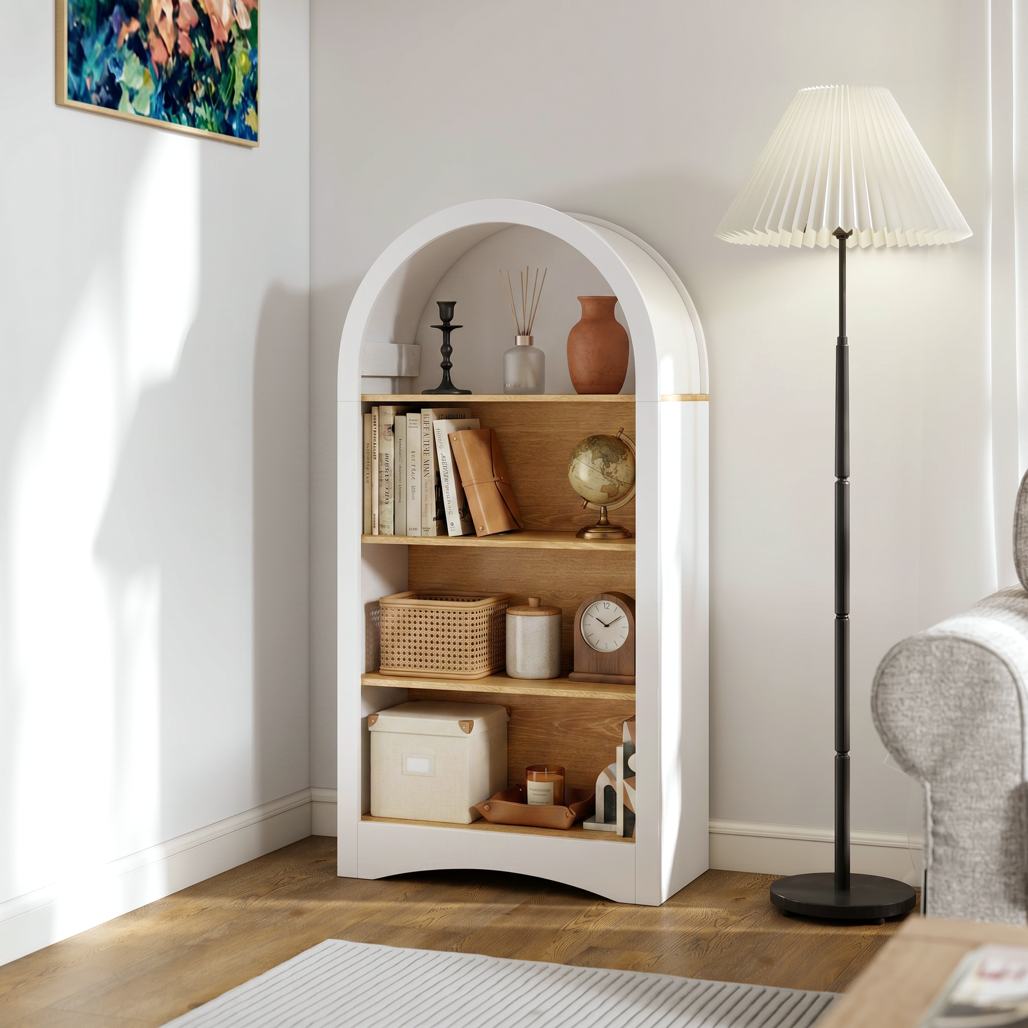 47" Freestanding Display Rack with Woodgrain Shelves by HouseOfZazla
