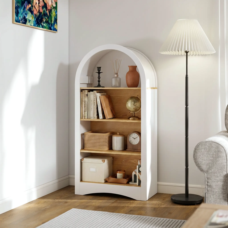 47" Freestanding Display Rack with Woodgrain Shelves by HouseOfZazla
