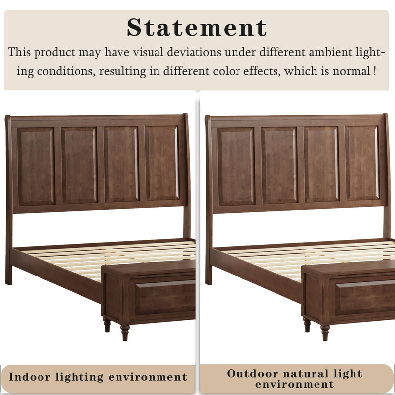 Sleigh Bed Frame With Tall Headboard And Storage Bench by HouseOfZazla