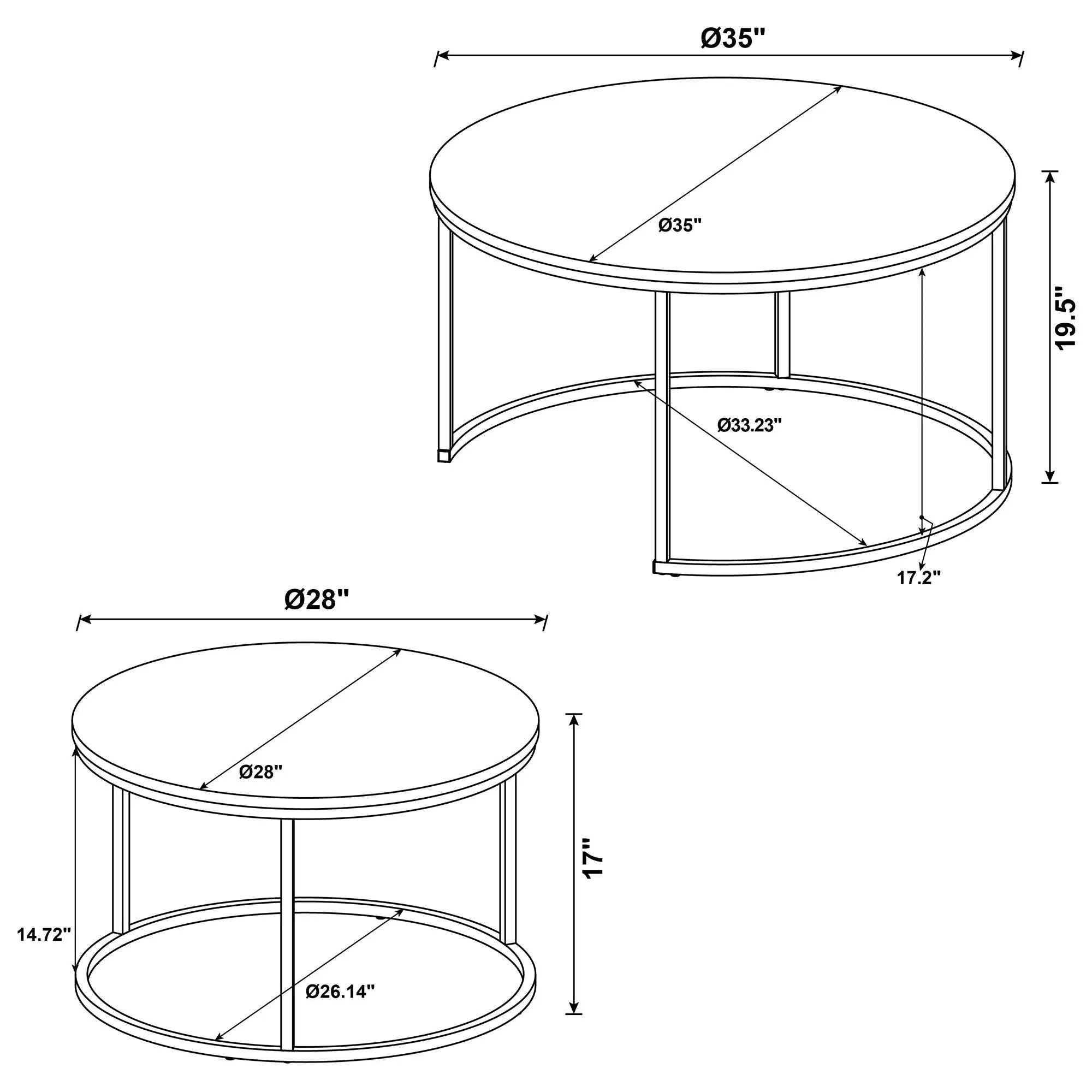 Hanover - 2 Piece Round Nesting Coffee Tables - Gray by HouseOfZazla