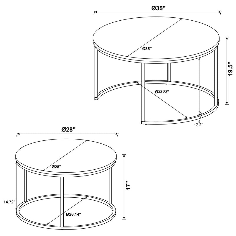 Hanover - 2 Piece Round Nesting Coffee Tables - Gray by HouseOfZazla
