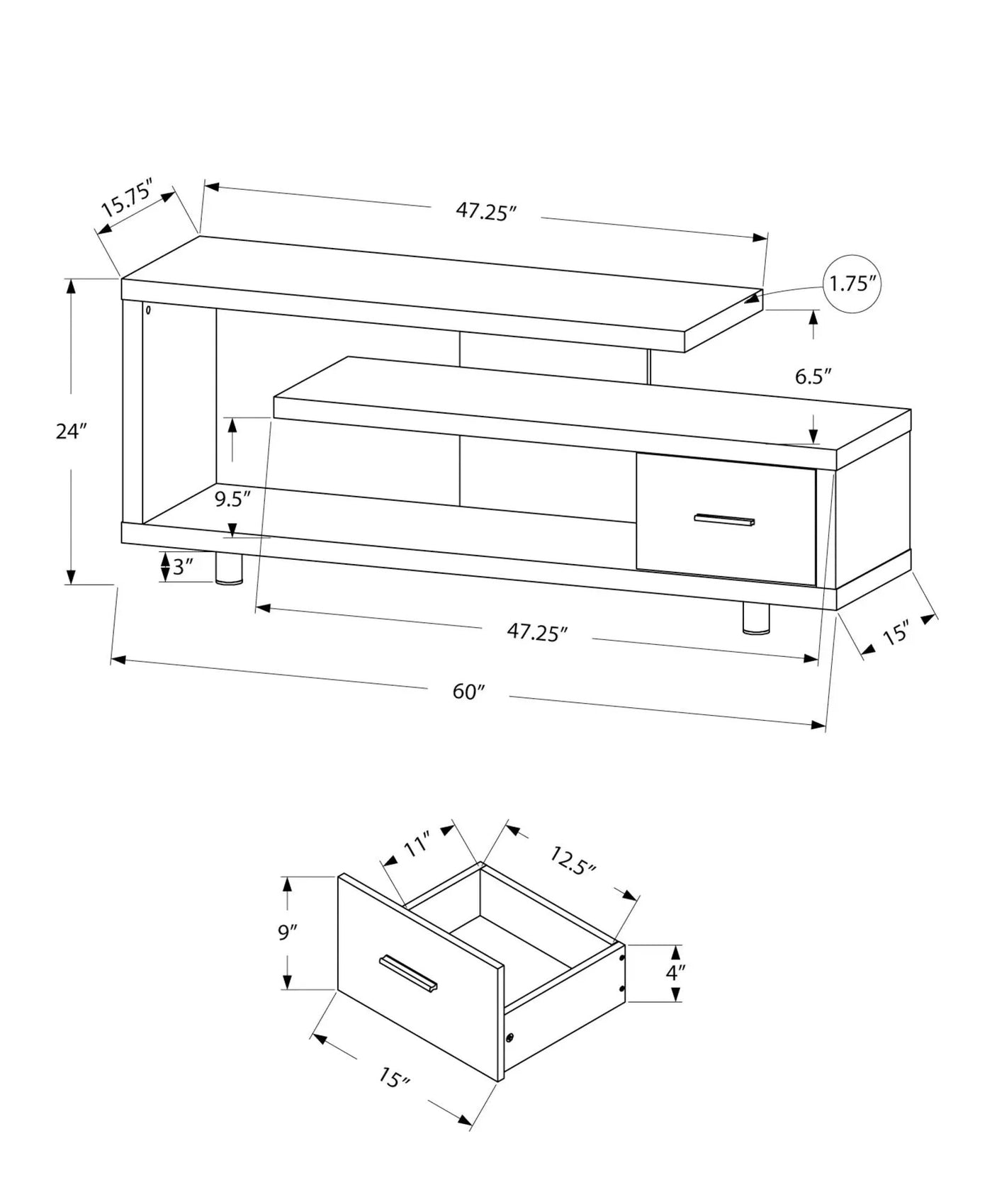 TV Stand, Console, Media Entertainment Center Storage Cabinet, Contemporary & Modern by Unique Piece Furniture