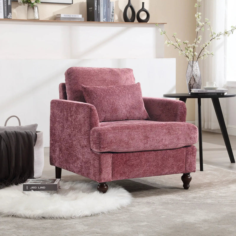 Modern Mid Century Wood Frame Armchair With Tufted Design by HouseOfZazla