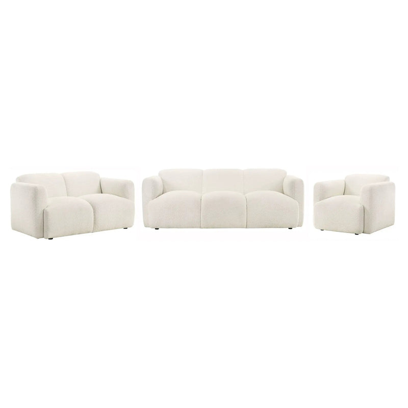 Dorset 3-piece Upholstered Round Track Arm Sofa Set White by Unique Piece Furniture