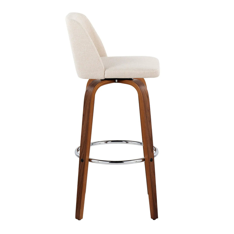 Toriano - Mid Century Modern Fixed Height, Barstool With Swivel With Round Footrest (Set of 2) by HouseOfZazla