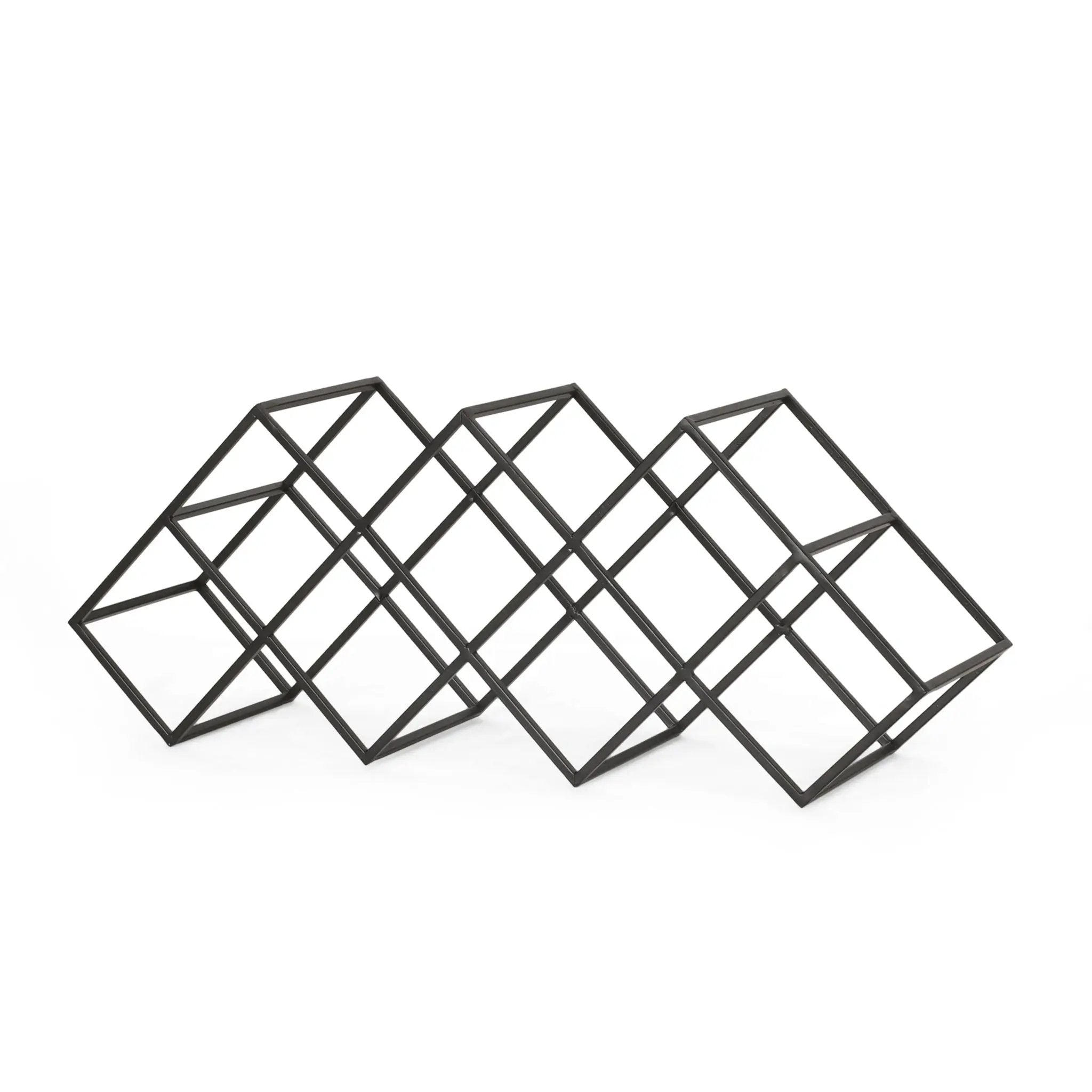 Modern Industrial Tabletop Wine Rack With 7 Bottle Holders - Black by HouseOfZazla