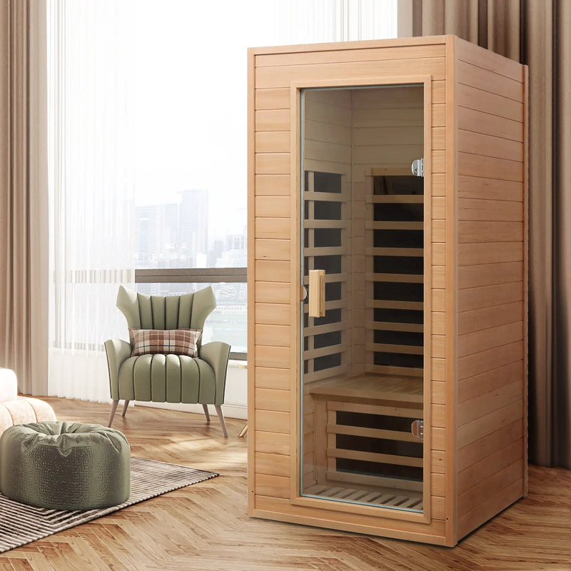 Hemlock One-person far infrared roof embedded indoor sauna room (Left & Right) by HouseOfZazla