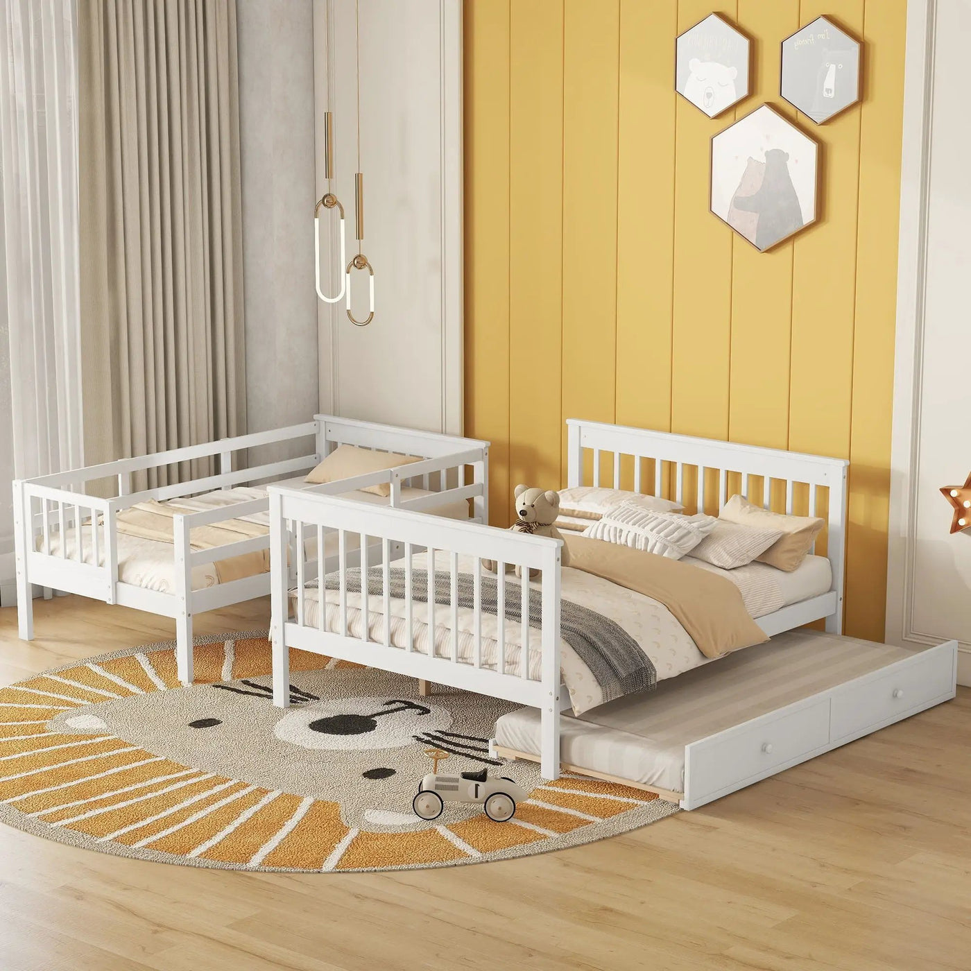 Bunk Bed With Twin Size Trundle, Storage And Guard Rail For Bedroom by Unique Piece Furniture