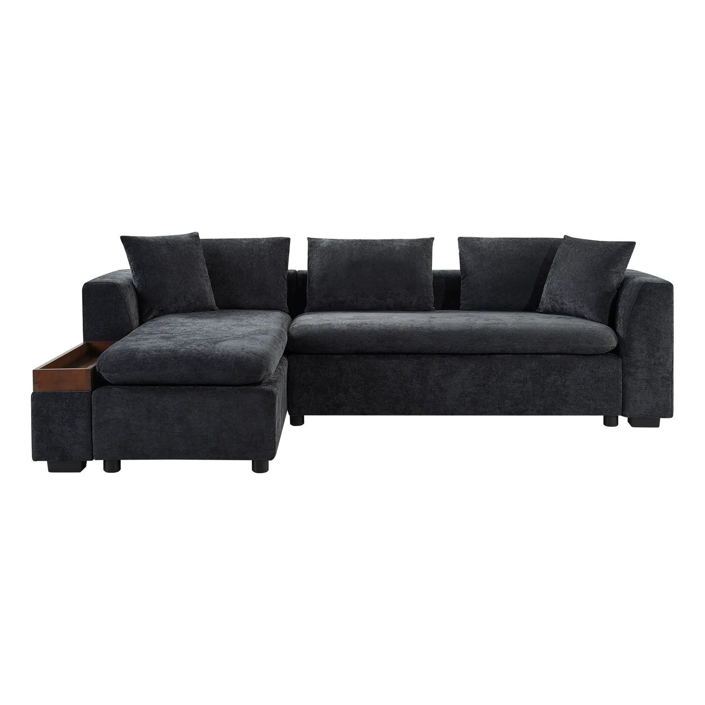 Modern L Shaped Sectional Sofa With Upholstery And Wooden Storage by Unique Piece Furniture