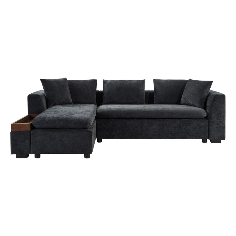 Modern L Shaped Sectional Sofa With Upholstery And Wooden Storage by Unique Piece Furniture