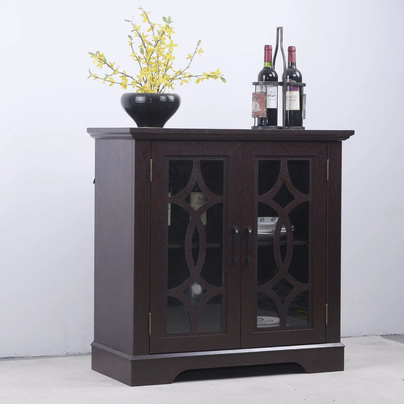 Modern Sideboard With Tempered Glass Doors - Ox Blood Red by HouseOfZazla