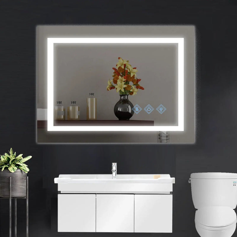3000-6000K LED Bathroom Mirror With Lights, Anti-Fog Dimmable Lighted Wall Mounted Vanity Mirror Master Bath Modern Makeup (Only Mirrors, Not Cabinets) Horizontal & Vertical by Unique Piece Furniture