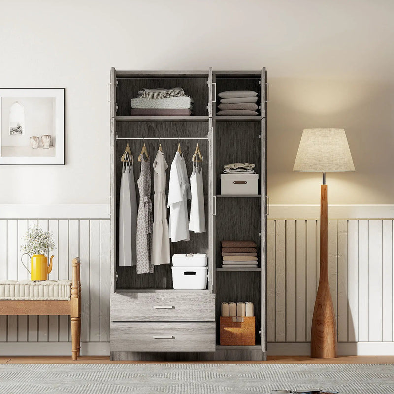 Modern 3 Door Mirror Wardrobe With 2 Drawers And Top Cabinet by HouseOfZazla