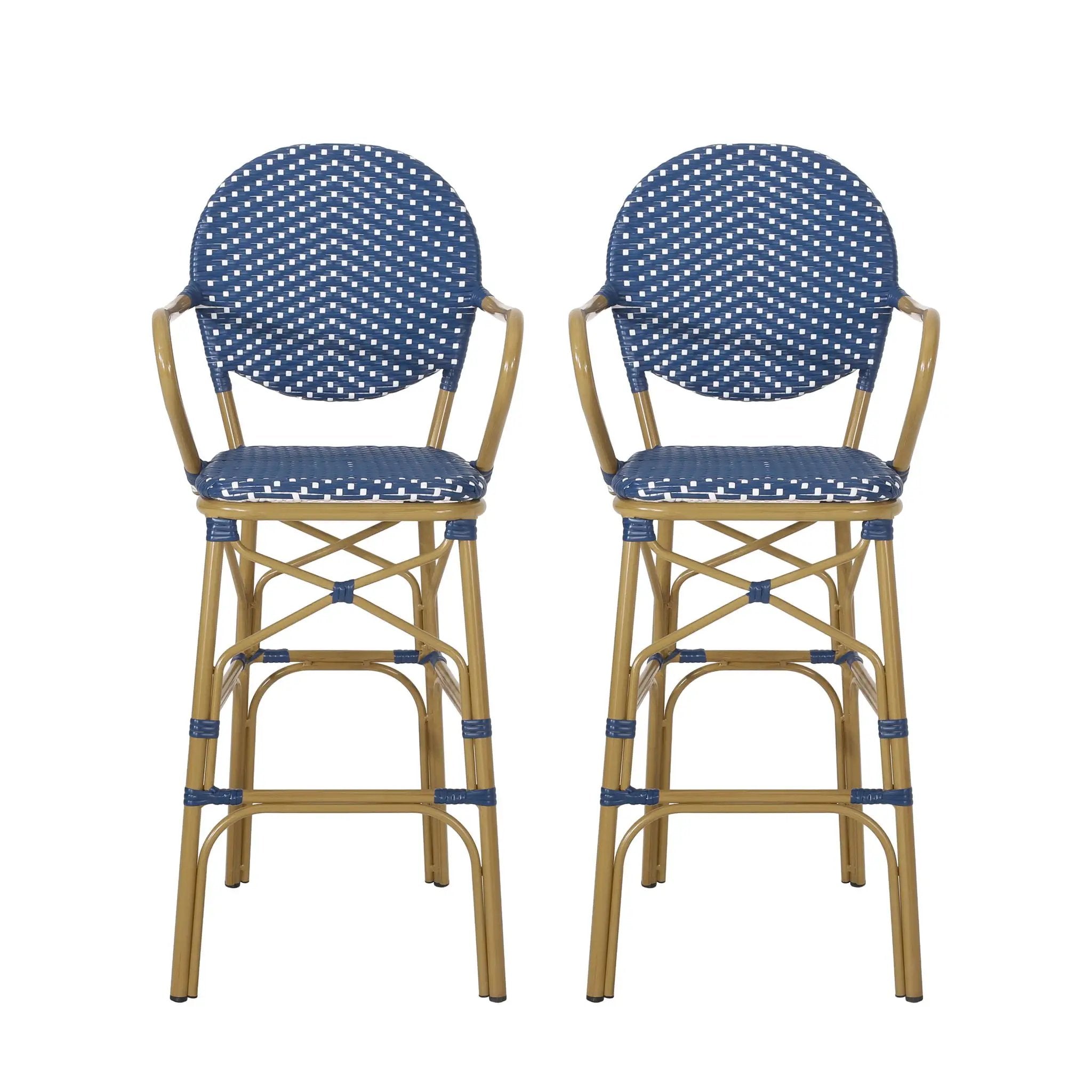 Outdoor Wicker And Aluminum French Barstools (Set of 2) by HouseOfZazla