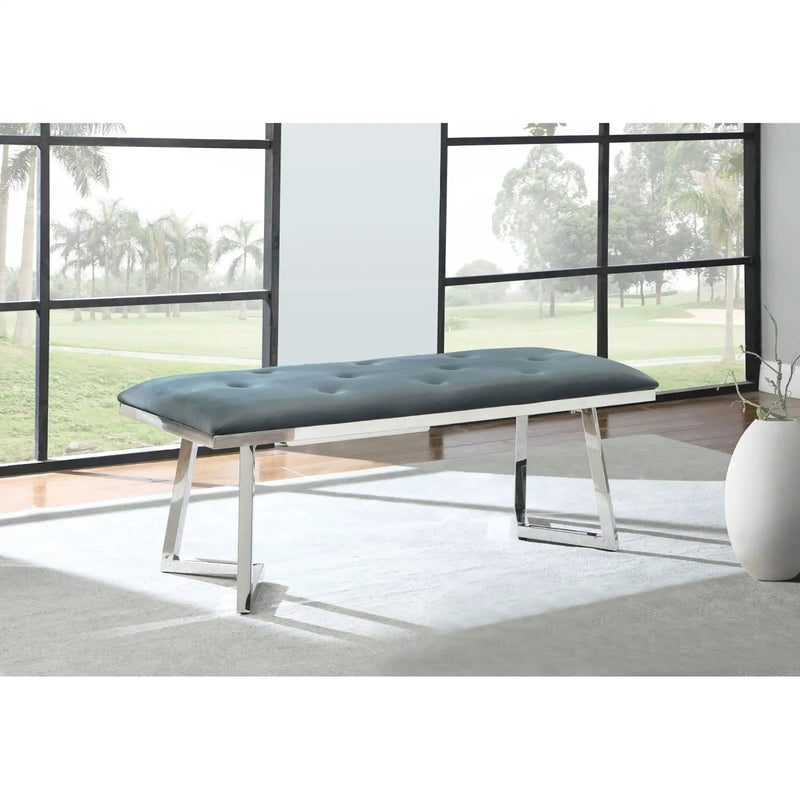 Upholstered Tufted Bench - Gray by HouseOfZazla