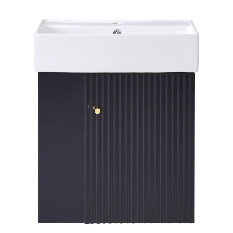 Modern Floating Bathroom Vanity With Ceramic Basin Perfect For Small Bathrooms by HouseOfZazla