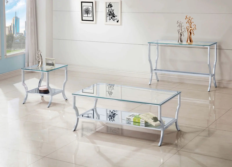 Saide Rectangular Glass Top Coffee Table Chrome by Unique Piece Furniture