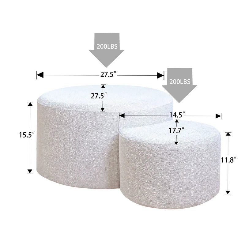 Upholstered Nesting Coffee Tables, Side Table, Footrest, Ottoman & Seat For Living Room Bedroom Entryway Office (Set of 2) - Beige by Unique Piece Furniture