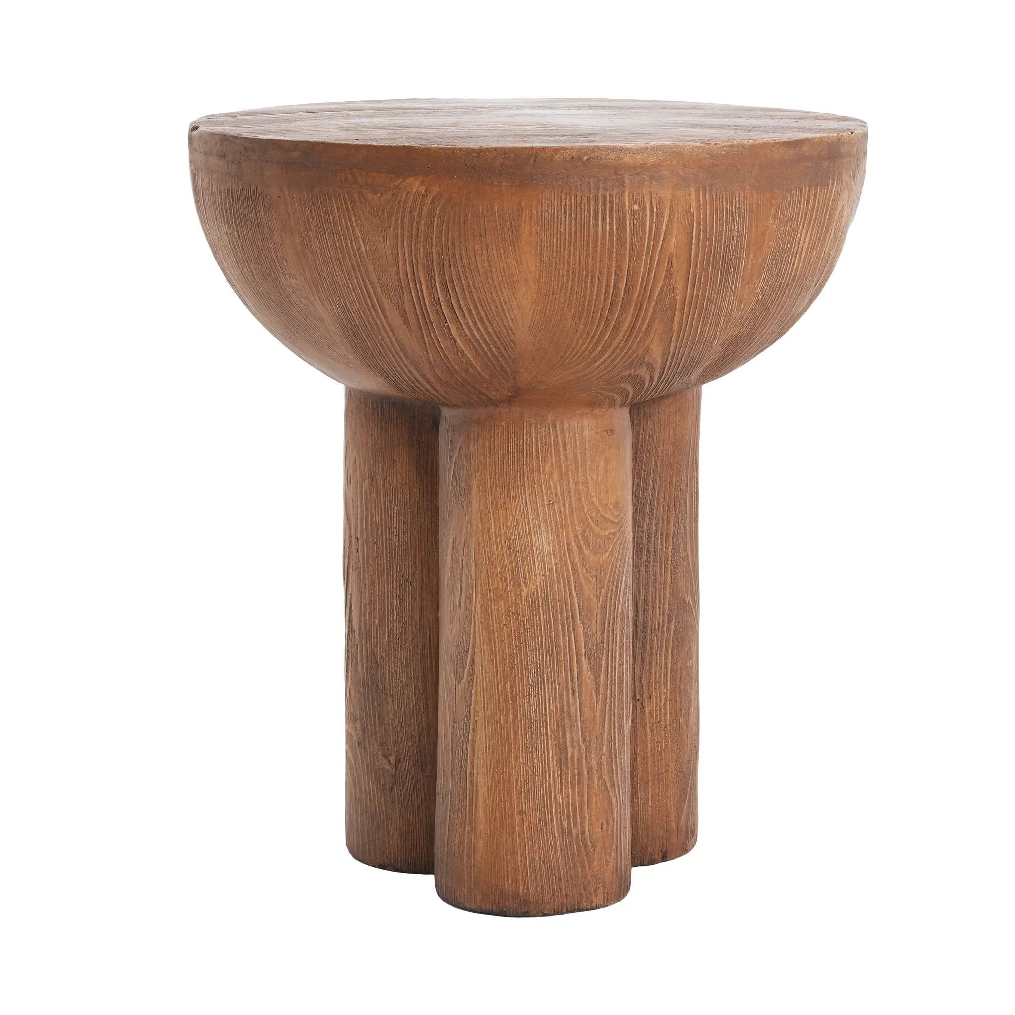 Iris Outdoor Patio Three-Legged Wood-Grain Side Table by HouseOfZazla