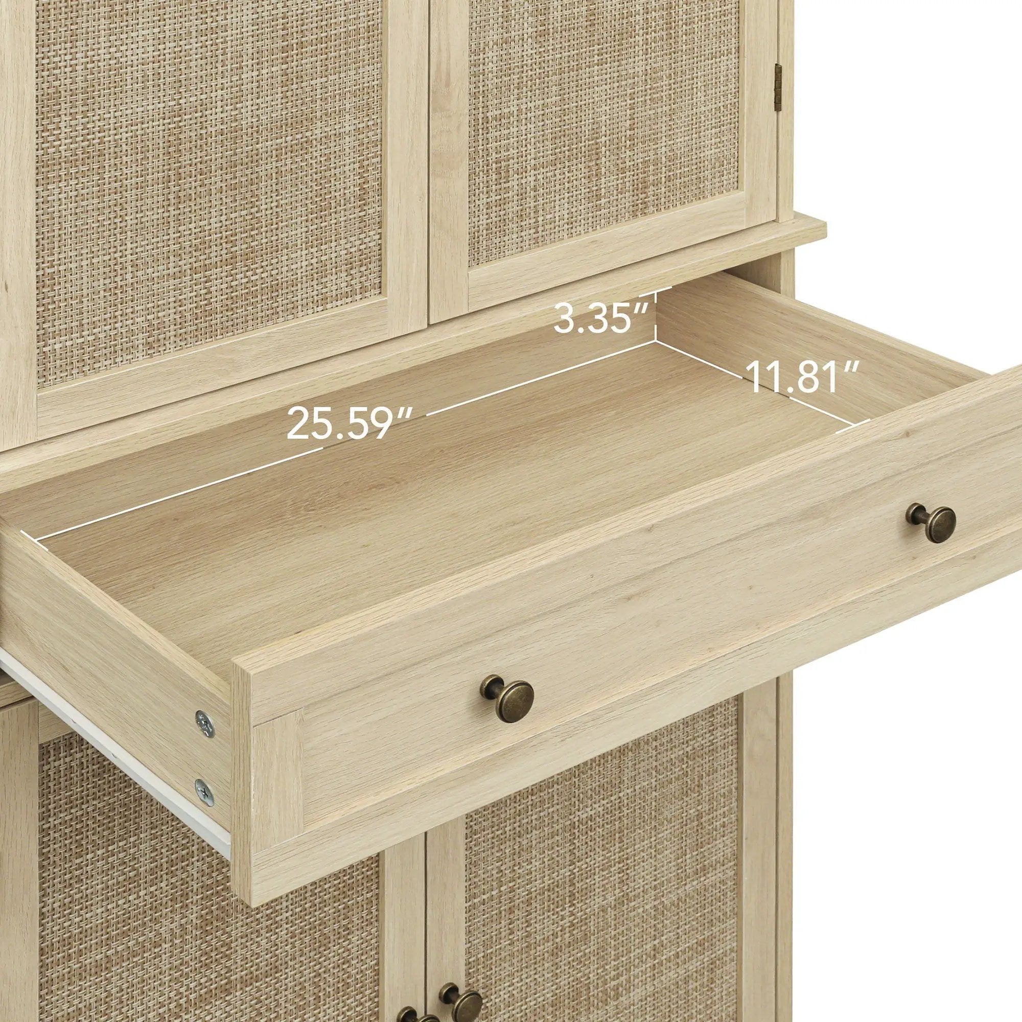 4 Door Storage Cabinet With 1 Drawer And 4 Adjustable Inner Shelves - Natural by Unique Piece Furniture
