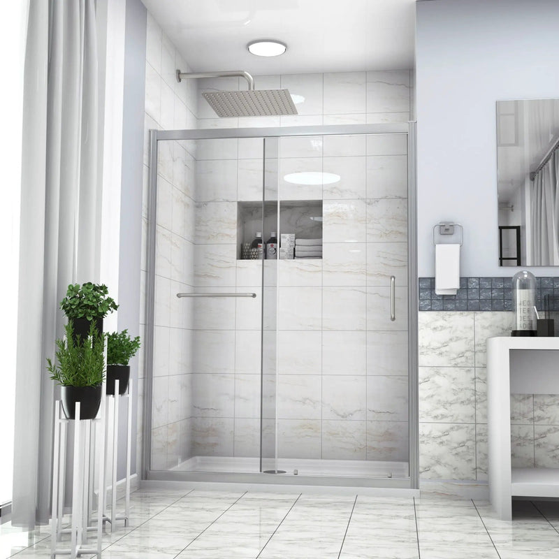 Single Sliding Bypass Shower Door Tempered Glass Enclosure by HouseOfZazla