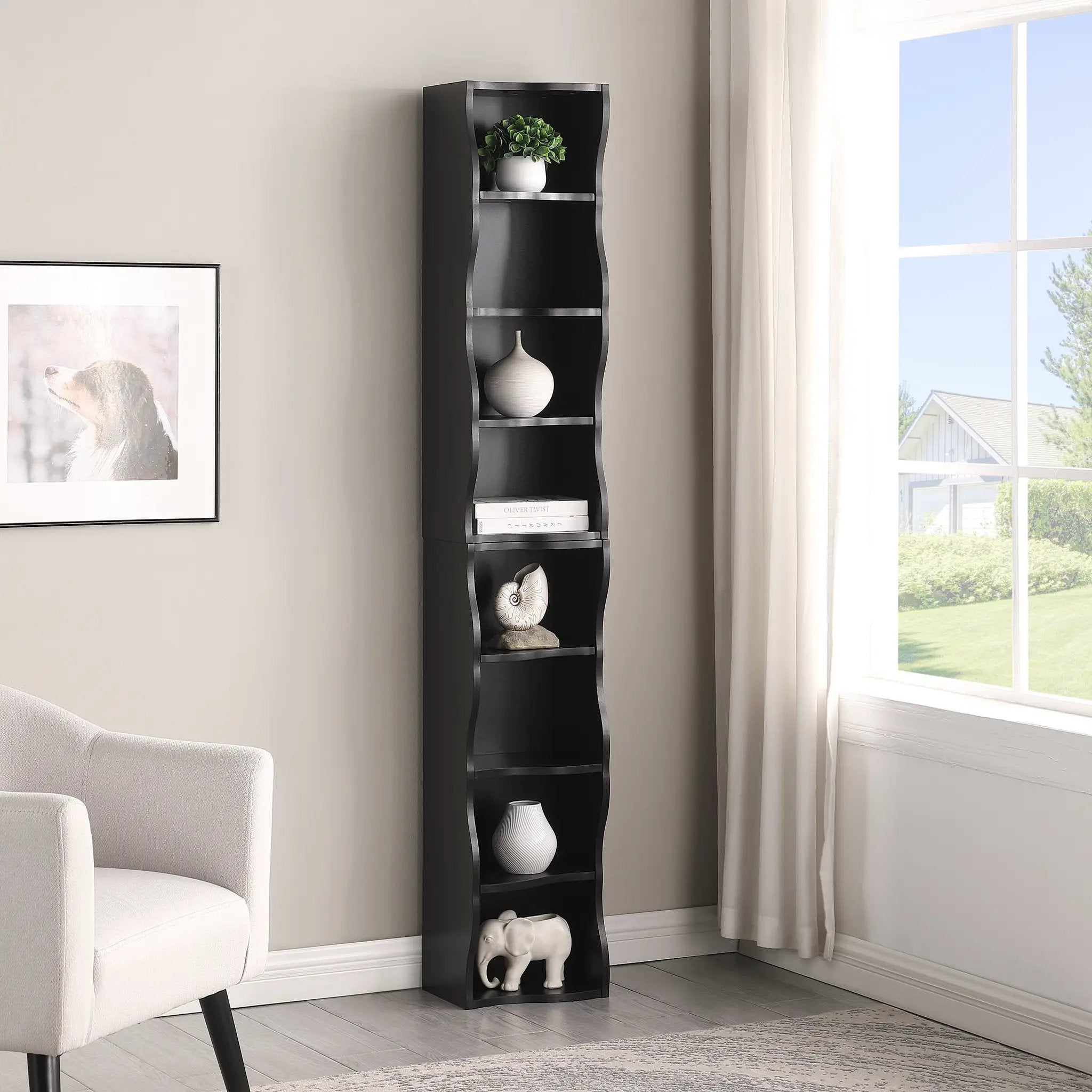 8-Layer Adjustable Shelf Ultra-Thin Bookshelf by HouseOfZazla