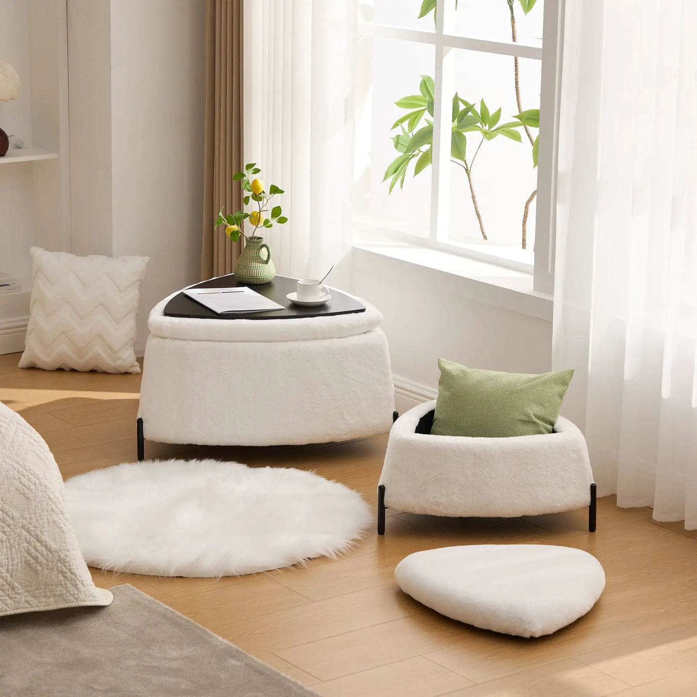 Upholstered Storage Ottoman Set With Reversible Lid by Unique Piece Furniture