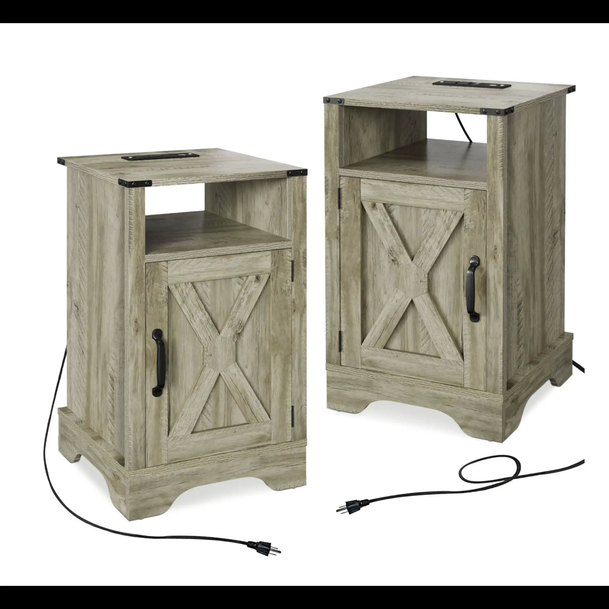 Farmhouse Nightstand, Charging Station & Storage by HouseOfZazla