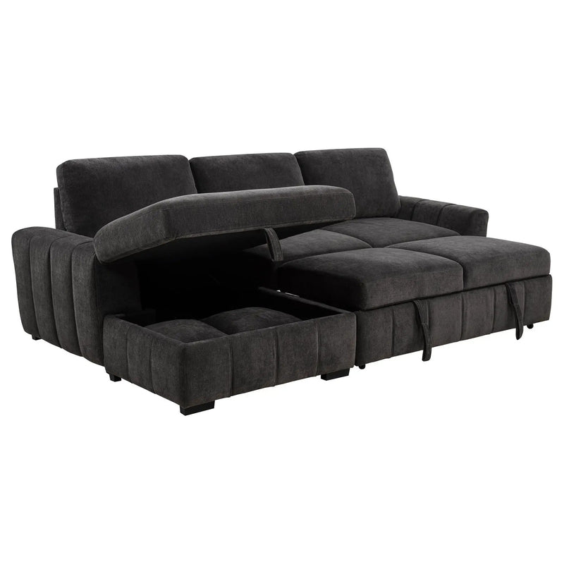 Pastrana Upholstered Sleeper Sectional Sofa LAF Chaise Grey by Unique Piece Furniture