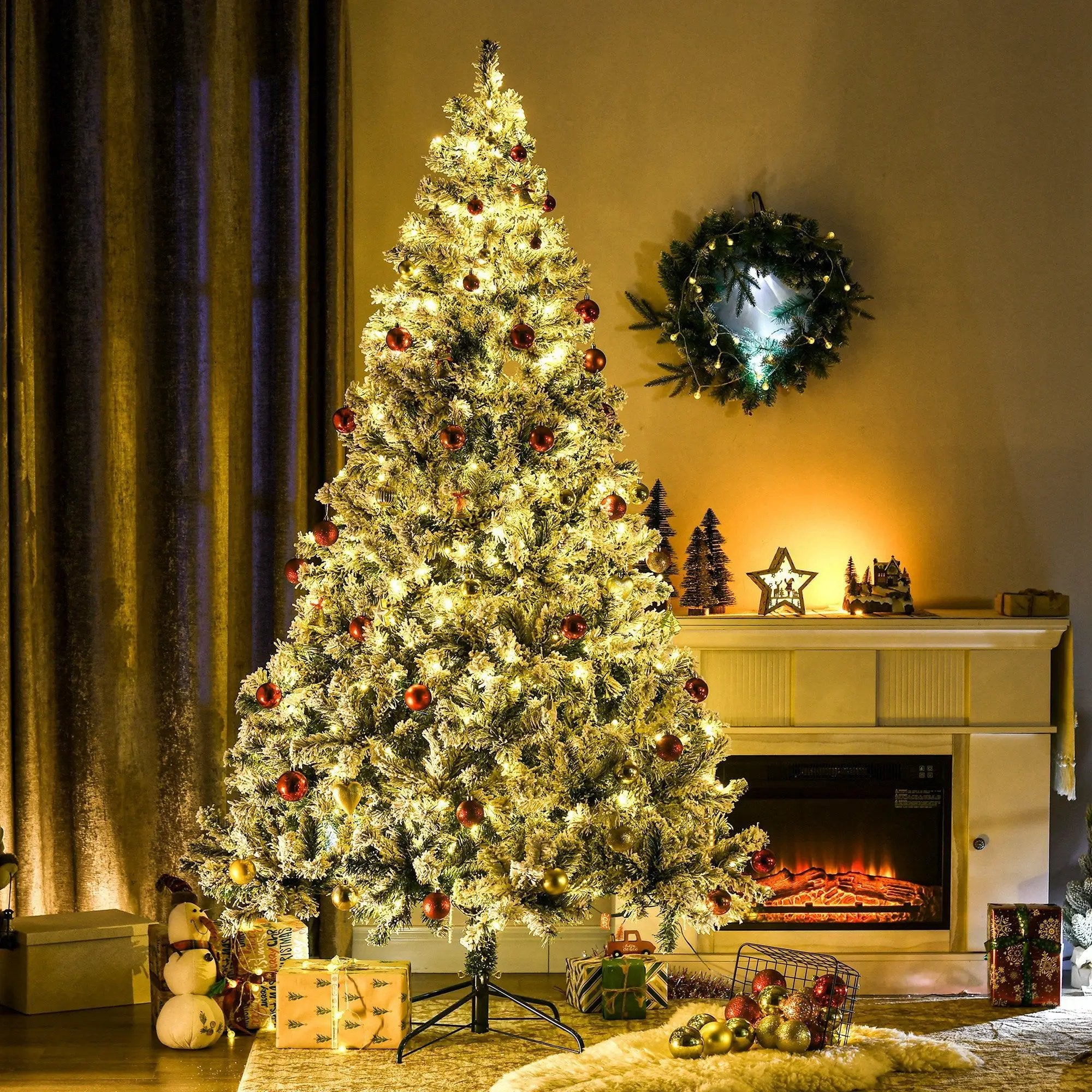 HOMCOM 7.5ft Tall Prelit Artificial Christmas Tree by HouseOfZazla