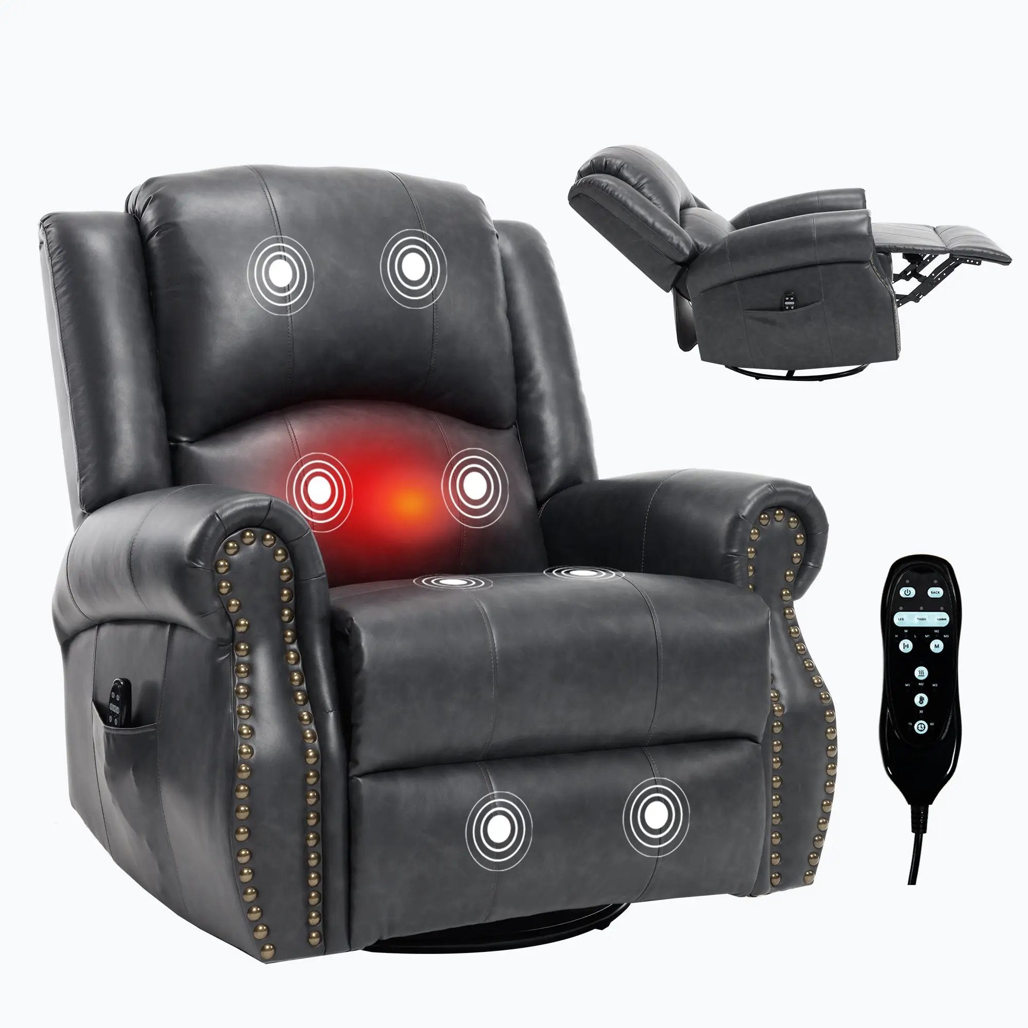 Heat Massage Manual Recliner Chair with Rocker and Swivel by HouseOfZazla