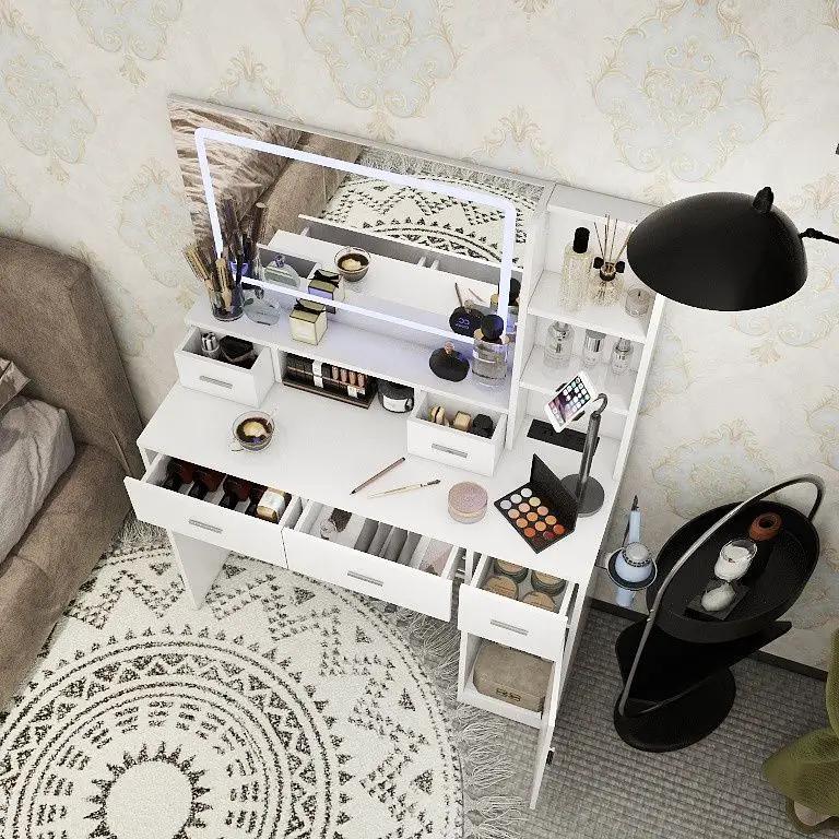 40.95" Newly Designed Smart Mirror Dressing Table With Drawers And Storage Cabinet, Dressing Table With Dressing Pad For Bedroom, Dressing Room by HouseOfZazla