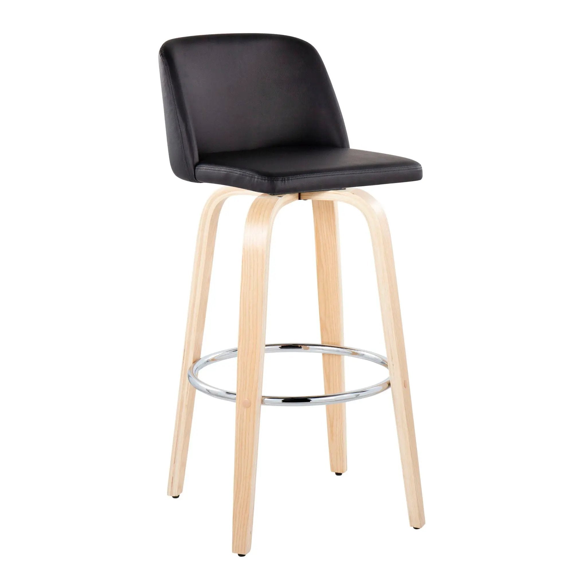 Toriano - Contemporary Fixed Height Barstool & Swivel With Round Footrest (Set of 2) by HouseOfZazla