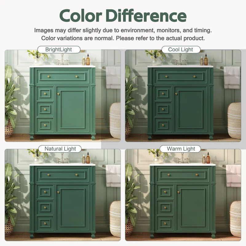 Bathroom Vanity Cabinet With Sink, Soft Close Doors With Door Organizer
