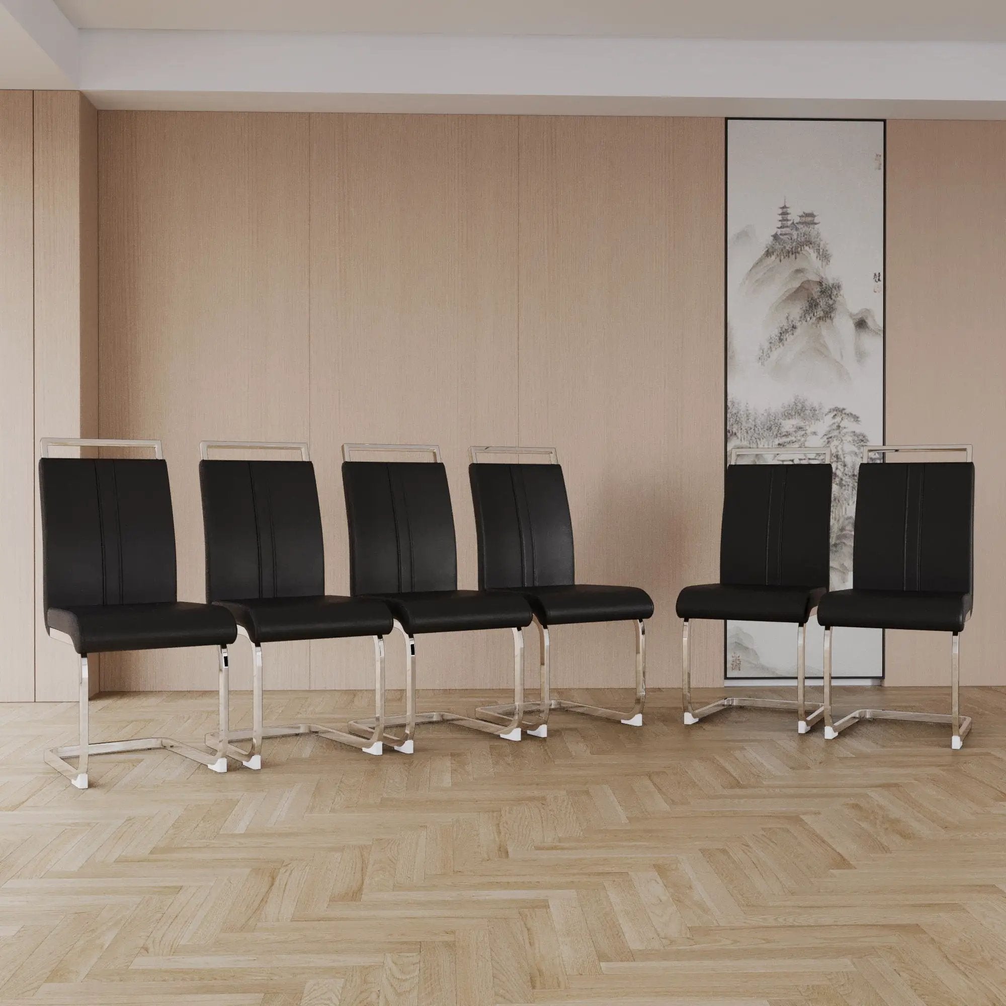 Modern Dining Chairs With Padded Seat, High Back