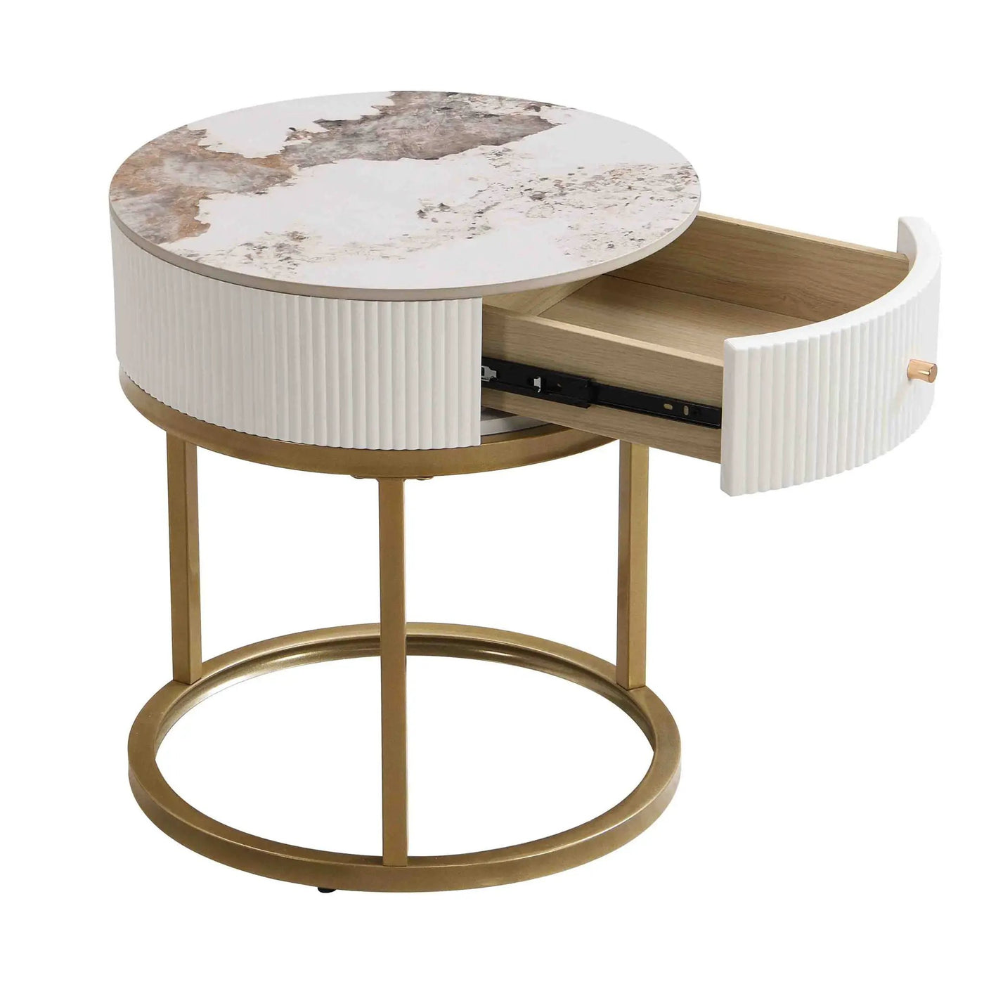 Modern Round Table With Drawers by Unique Piece Furniture
