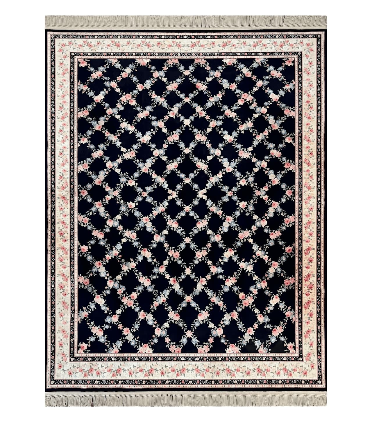 Karastan Rug 8.8 x 12, Garden of Eden #509/1270, Ebony Trellis, Vintage Discontinued Wool Pile Karastan Carpet by Jewel Rugs