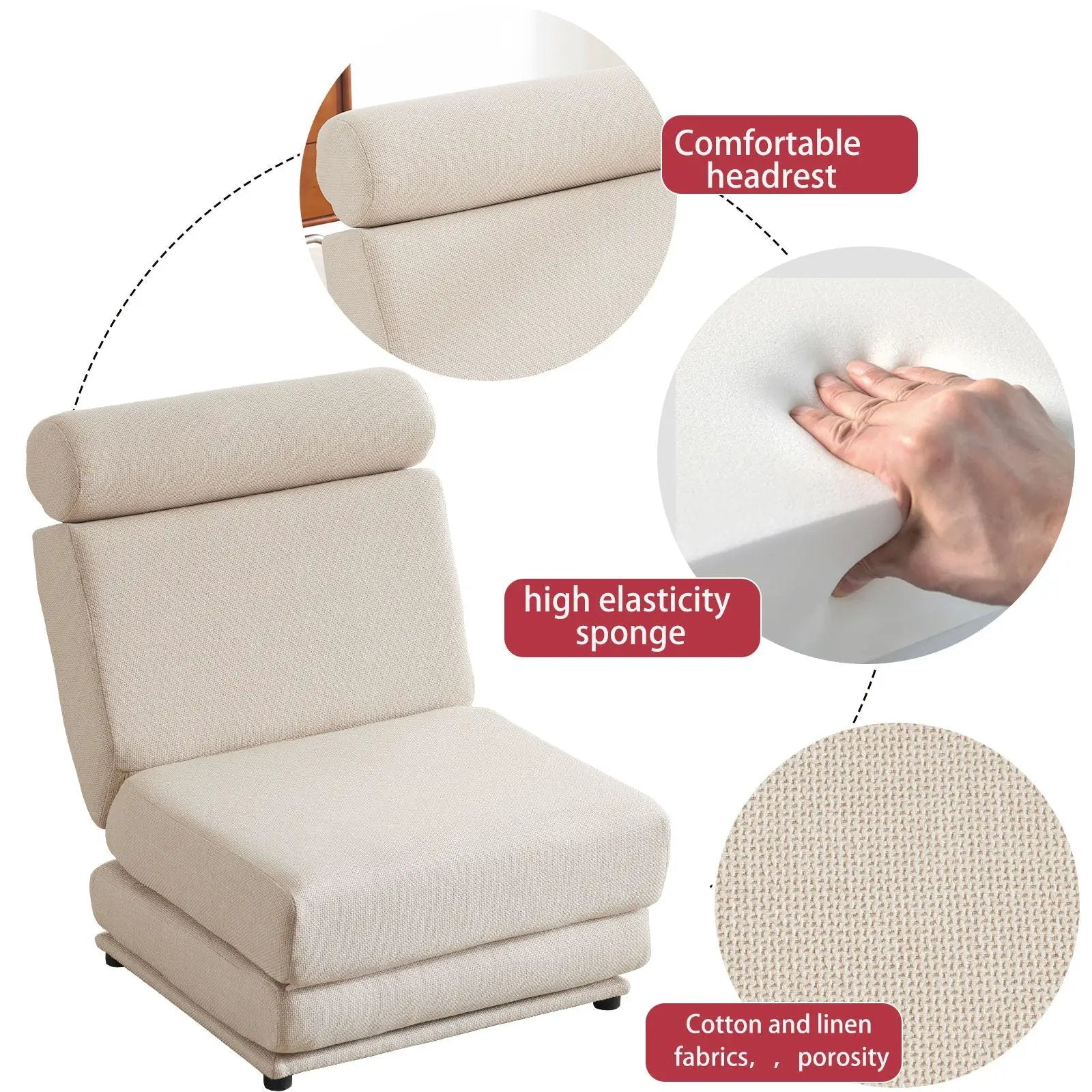Foldable Single Chair Sofa Bed With Pillow, Easy To Store, Breathable And Wearable by HouseOfZazla