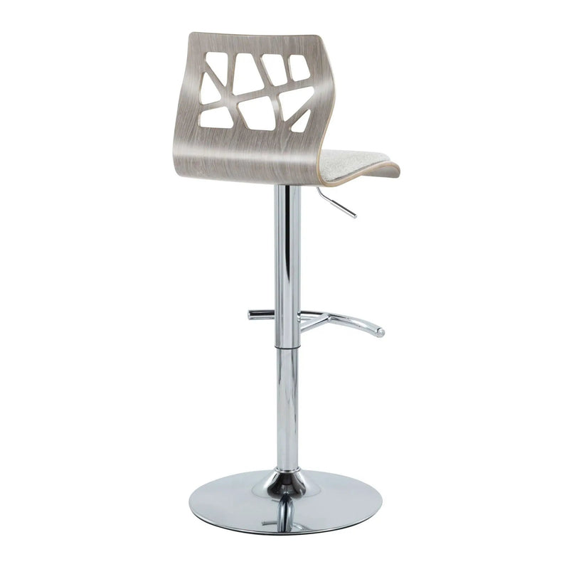 Folia - Contemporary Adjustable Barstool With Swivel With Rounded T Footrest (Set of 2) by HouseOfZazla