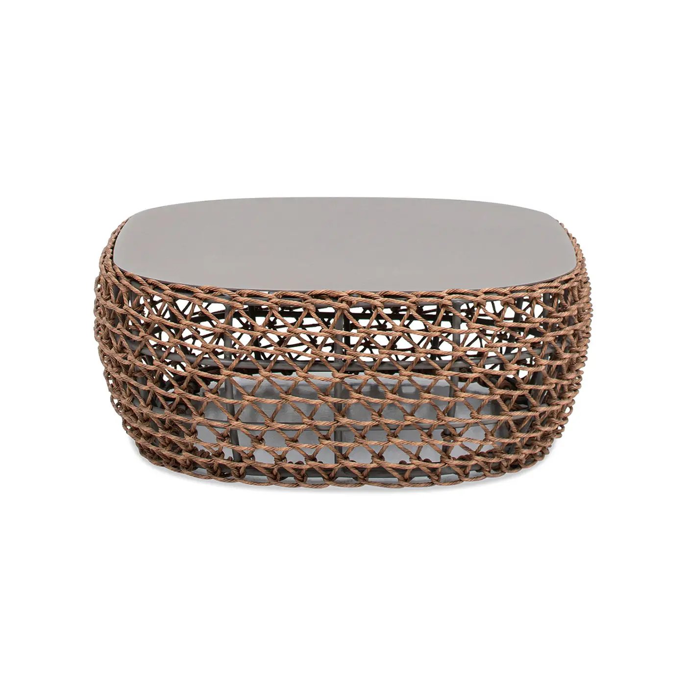 Willow - Oval Woven Patio Coffee Table, Wicker Frame by Unique Piece Furniture