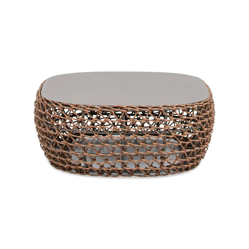 Willow - Oval Woven Patio Coffee Table, Wicker Frame by HouseOfZazla
