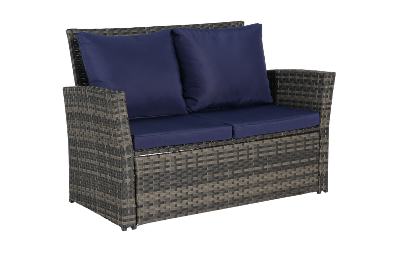 4 Pieces Outdoor Patio Furniture Set with Rattan Chairs and Tempered Glass Table by HouseOfZazla