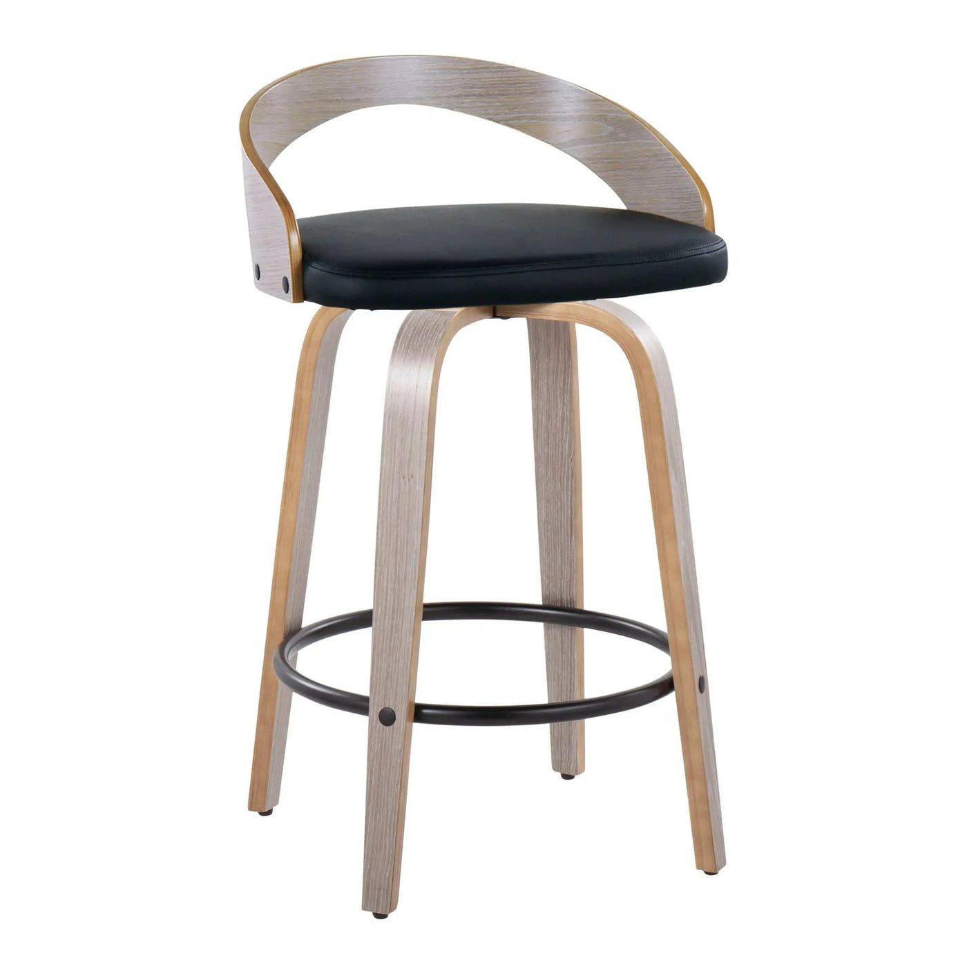 Grotto - Mid Century Modern Fixed Height Counter Stool With Swivel With Round Footrest (Set of 2) by HouseOfZazla