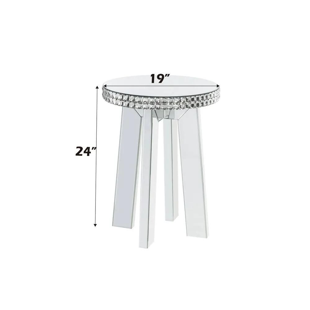 Lotus - End Table - Mirrored & Faux Ice Cube Crystals by Unique Piece Furniture