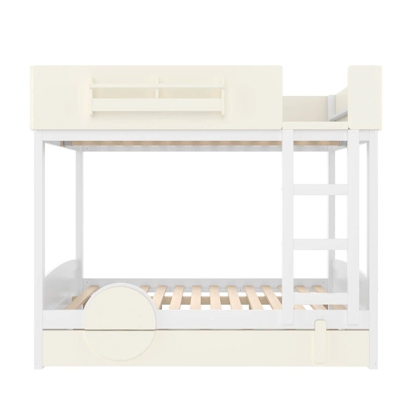 Full Bunk Bed with Trundle, Wood Bunk Bed Frame with Bookshelf by HouseOfZazla