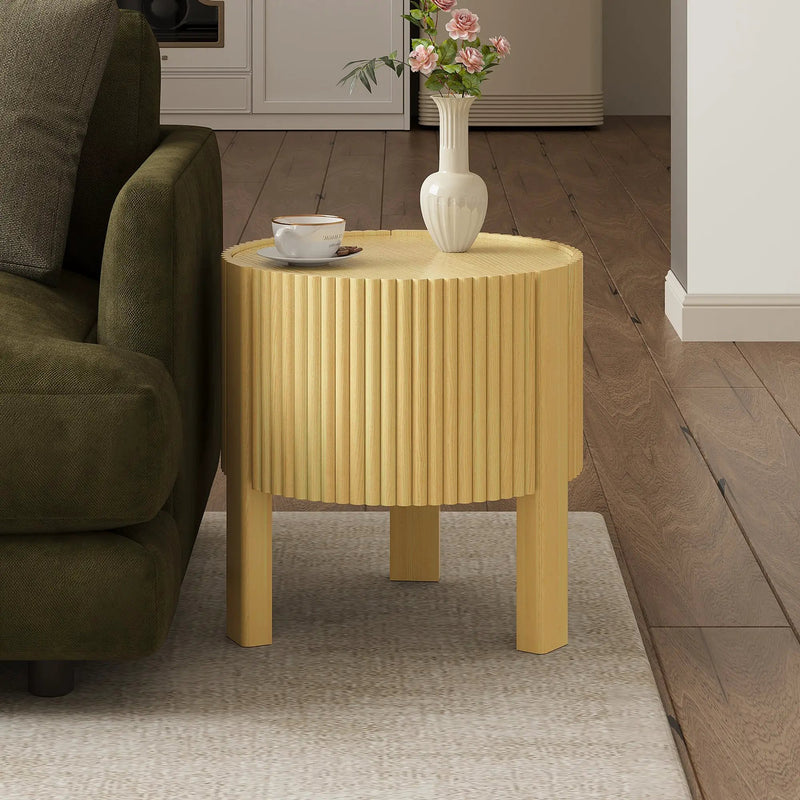 Round Fluted Side Table with Storage by HouseOfZazla