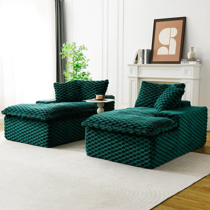 Double Chaise Lounge With Full Compressed Sponge by HouseOfZazla