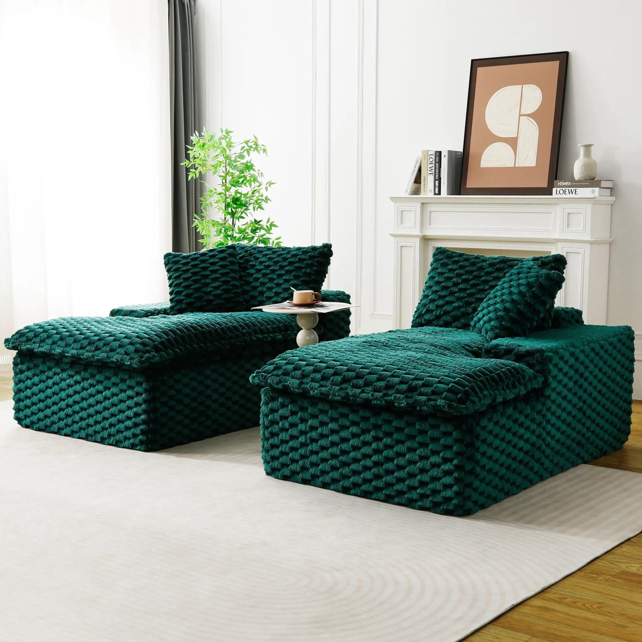 Double Chaise Lounge With Full Compressed Sponge by Unique Piece Furniture